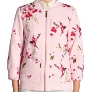 Ted Baker Pink Bird & Blossom Spring Bomber Jacket